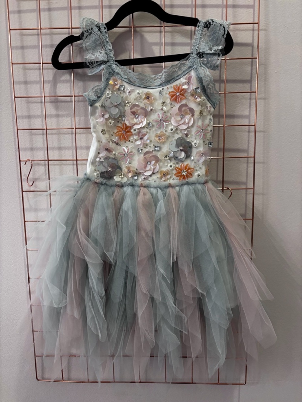 Ooh! La, La! Couture Sage Green & Blush Floral Sequin Tulle Dress